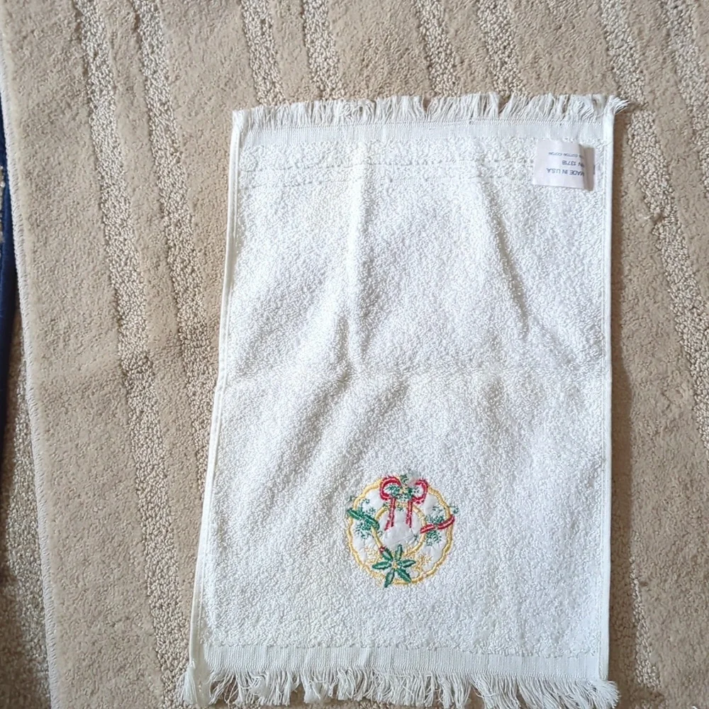 Embroidered Fingertip Holiday Hand Towels Set of 2
